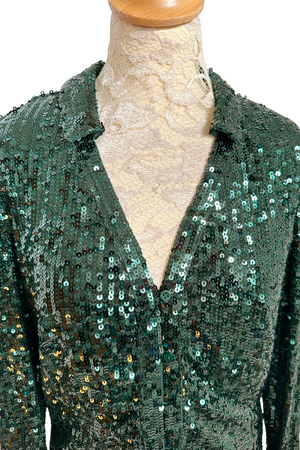 Green Sequin Shirt Size 14 - BNWT