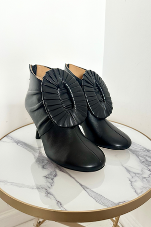 Leather Pleated Buckle Ankle Boots Size 41 - BNWT