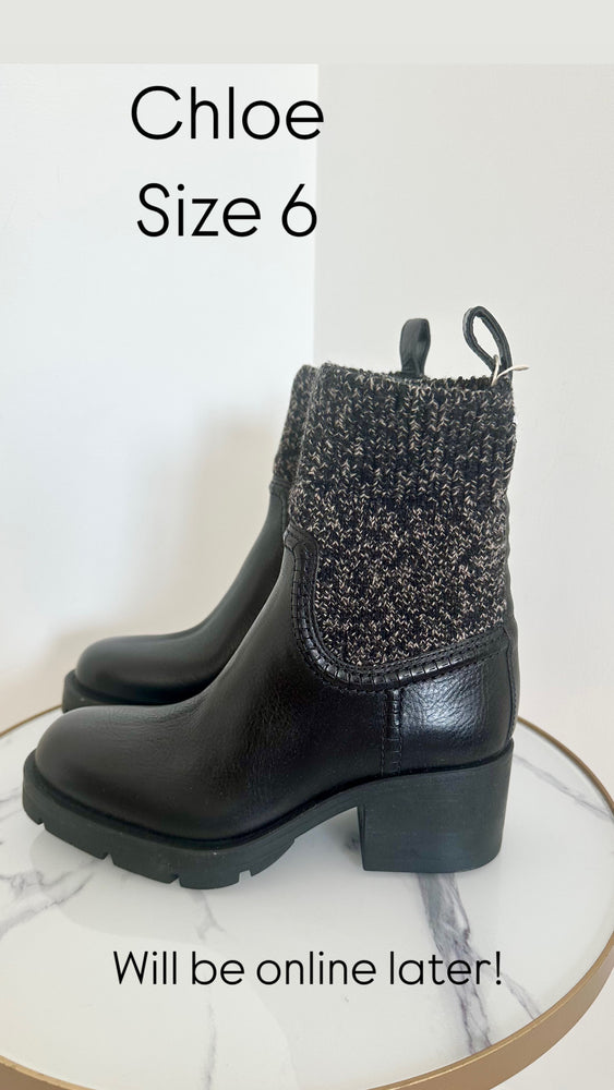 Leather & Knit Ankle Boots Size 5 - New with Box