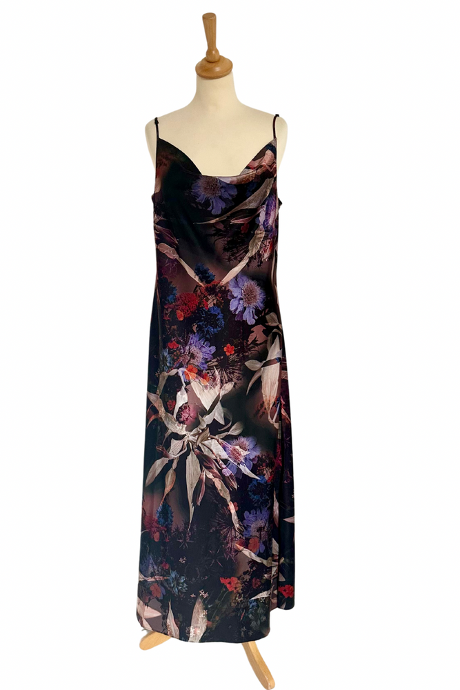 Satin Strapless Floral Midi Dress Size 14 - BNWT