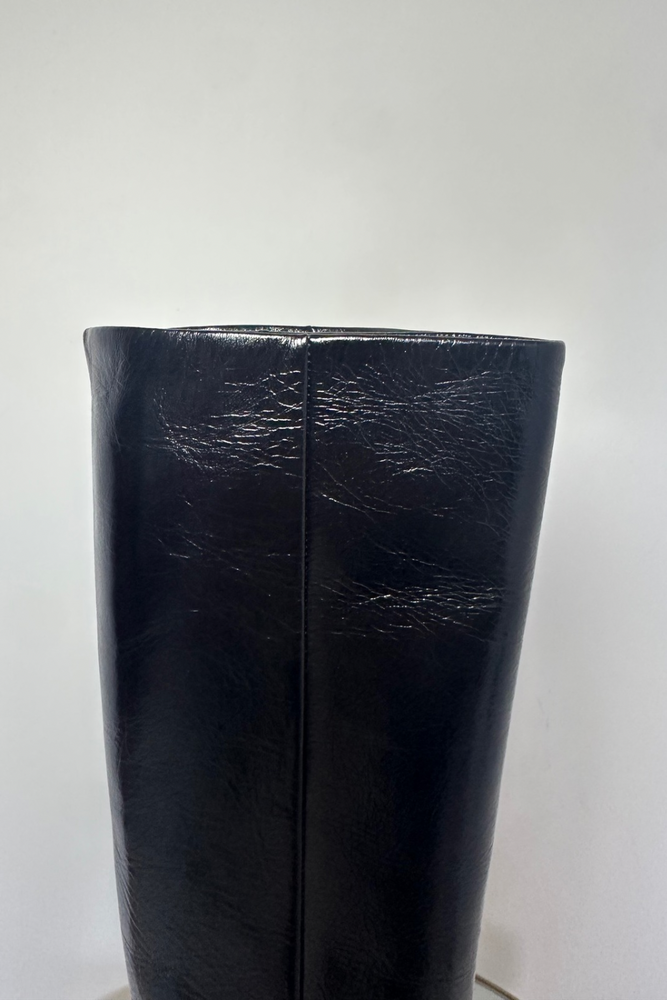 Knee High Crinkled Leather Boots Size 36 - New with Box