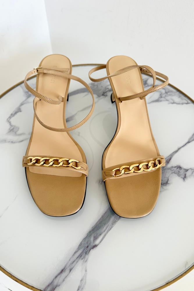 Chain Detail Leather Sandals Size 38 - New