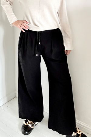 Black Wide Leg Cotton Trousers Size 12 - BNWT