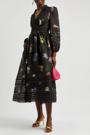 Floral Print Organza Midi Dress Size 12 - BNWT