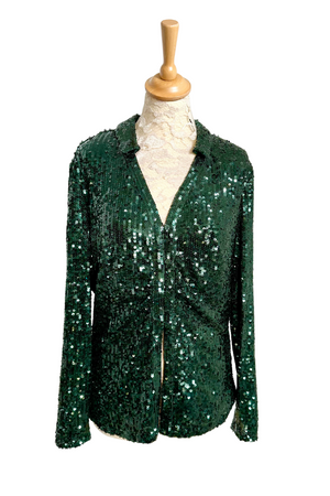 Green Sequin Shirt Size 14 - BNWT