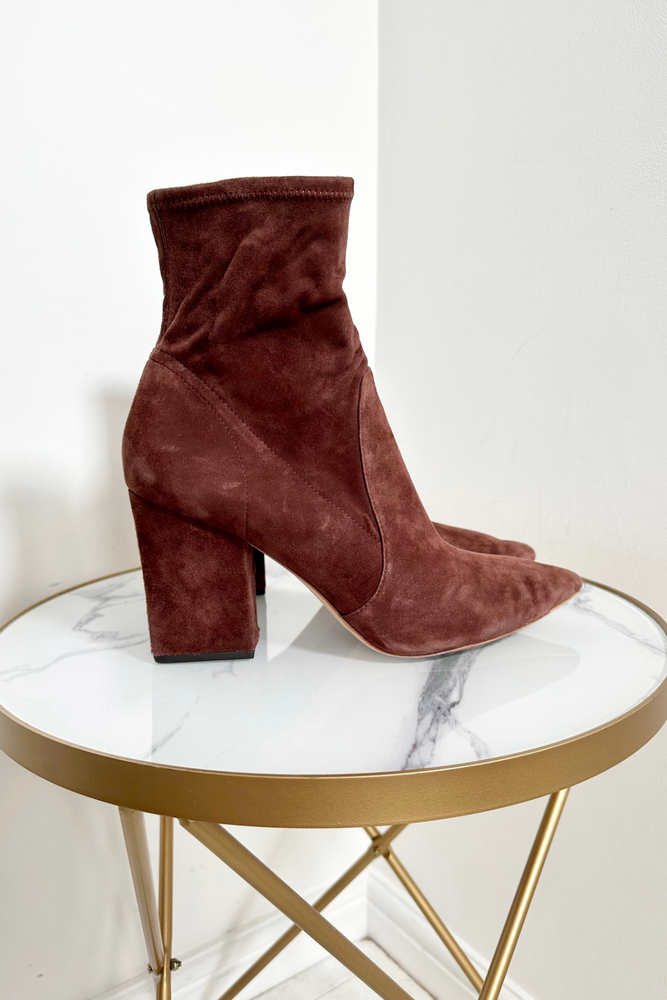 Burgundy Suede Ankle Boots Size 7 - Preloved