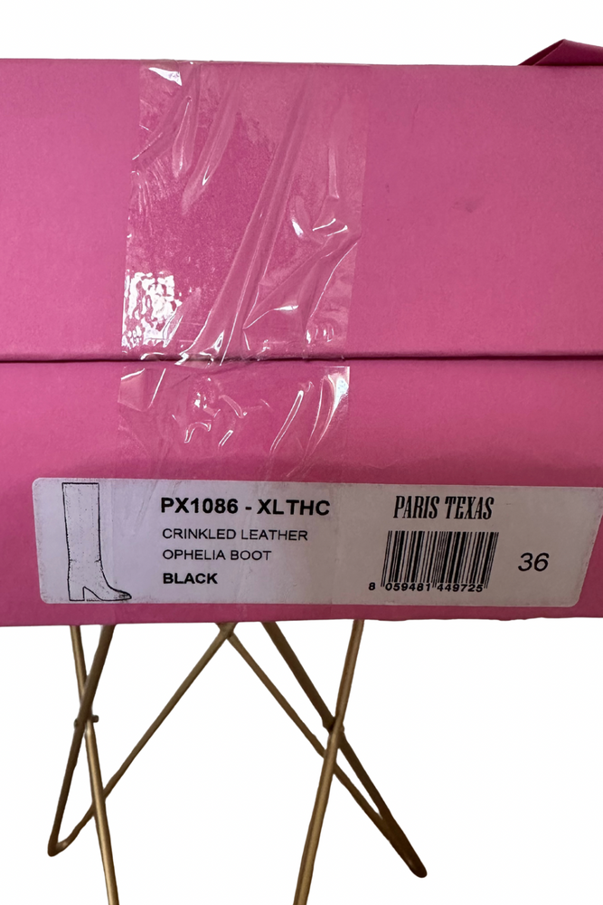 Knee High Crinkled Leather Boots Size 36 - New with Box