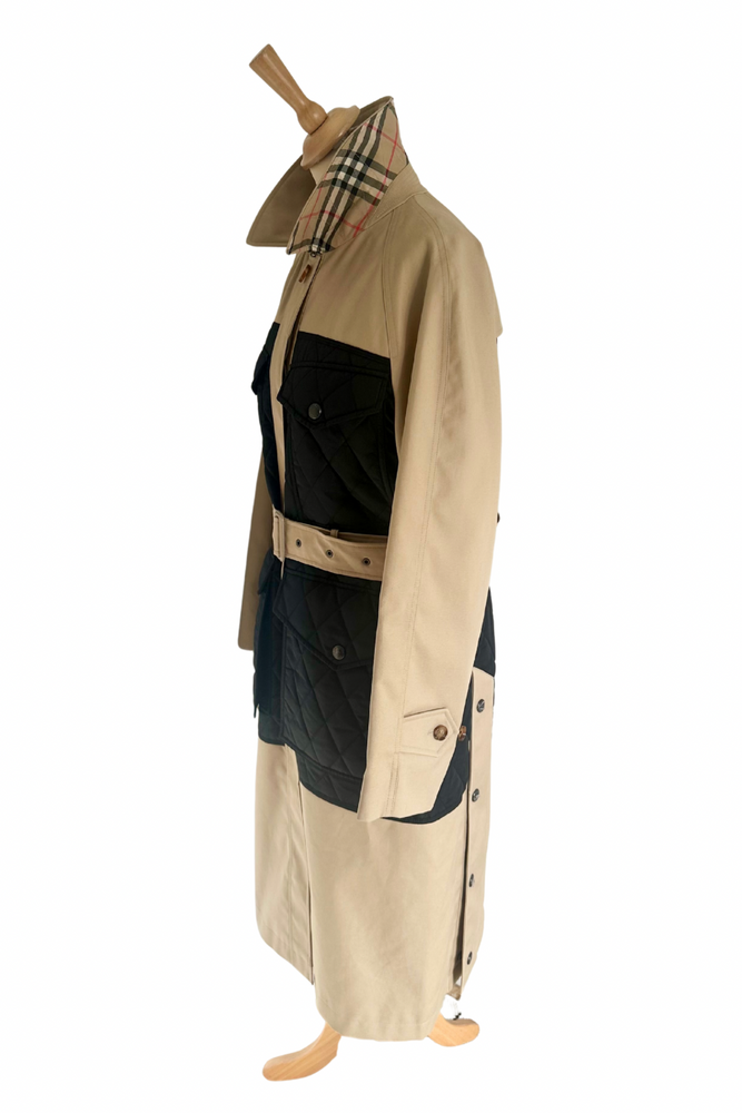 Panelled Qulited Trench Coat Size UK 8 - Preloved