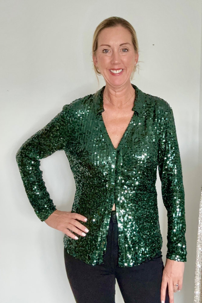 Green Sequin Shirt Size 14 - BNWT