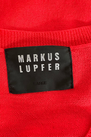 Red 'Lips' Merino Sweater Size L (UK 14) - Preloved