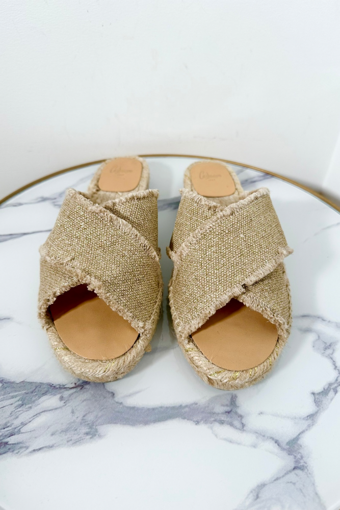 Taupe Linen Espadrilles Size 40 - New