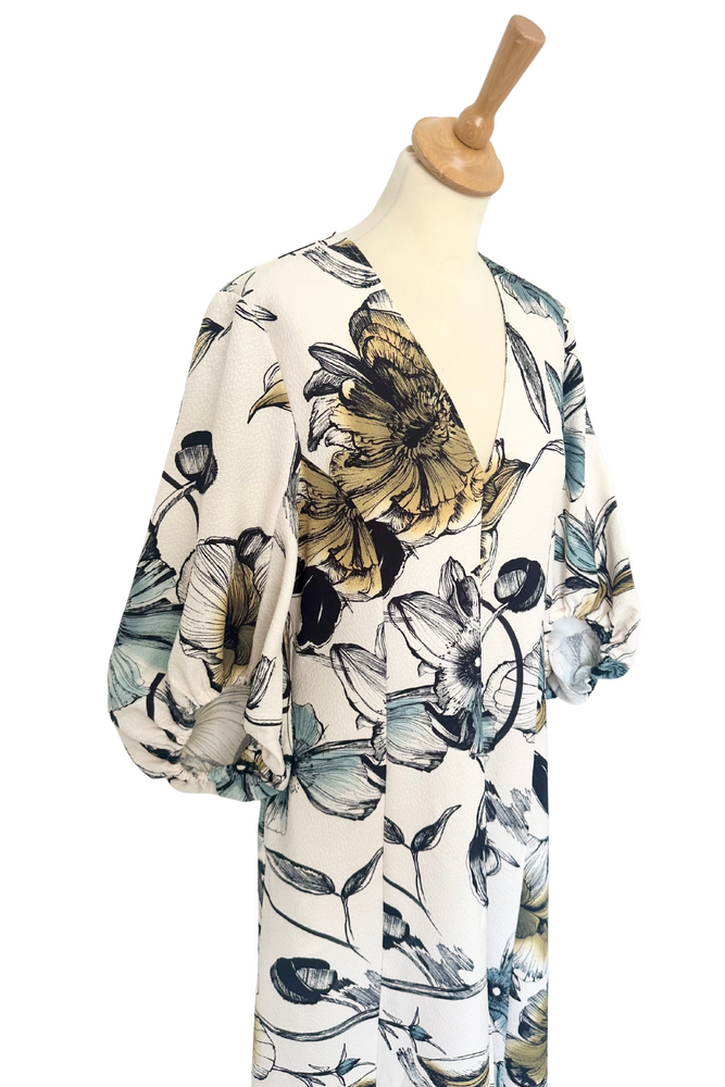 Floral Print Midi Dress Size L - New with Tags