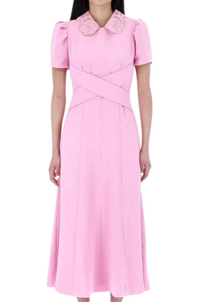 Lace Collar Crepe Midi Dress Size 14 - New with Tags