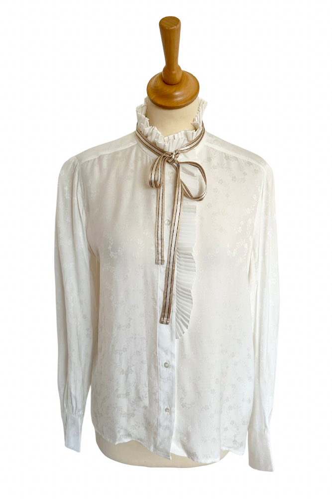 Gathered Collar Frill Blouse Size 8 - New with Tags