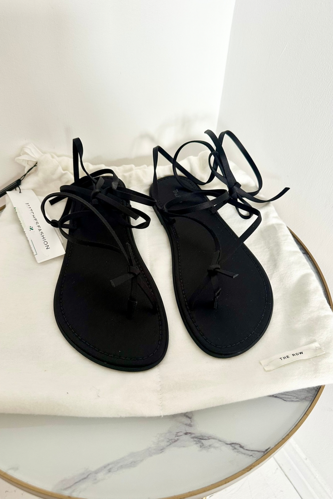 Lace Up Flat Knot Satin Sandals Size 39 - New with Box