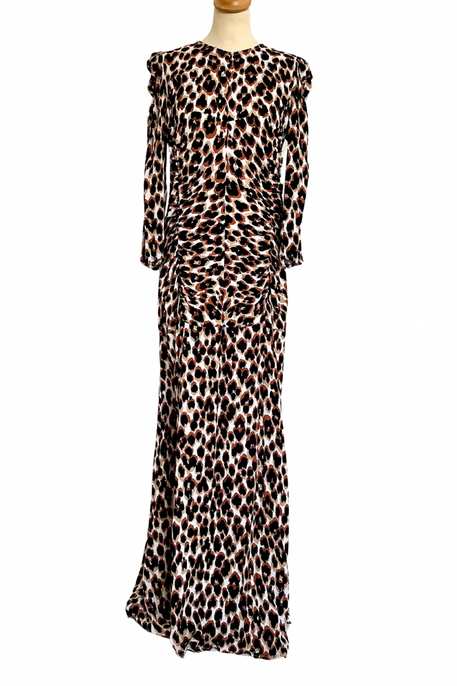 Animal Print Fitted Maxi Dress Size UK 10 - Preloved