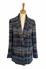 Tweed Boucle Wool Check Blazer Size 14 - New with Tags