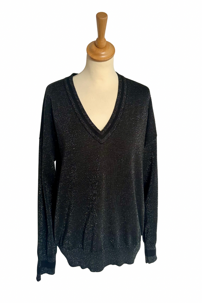 Sparkly V Neck Jumper Size Large - Preloved