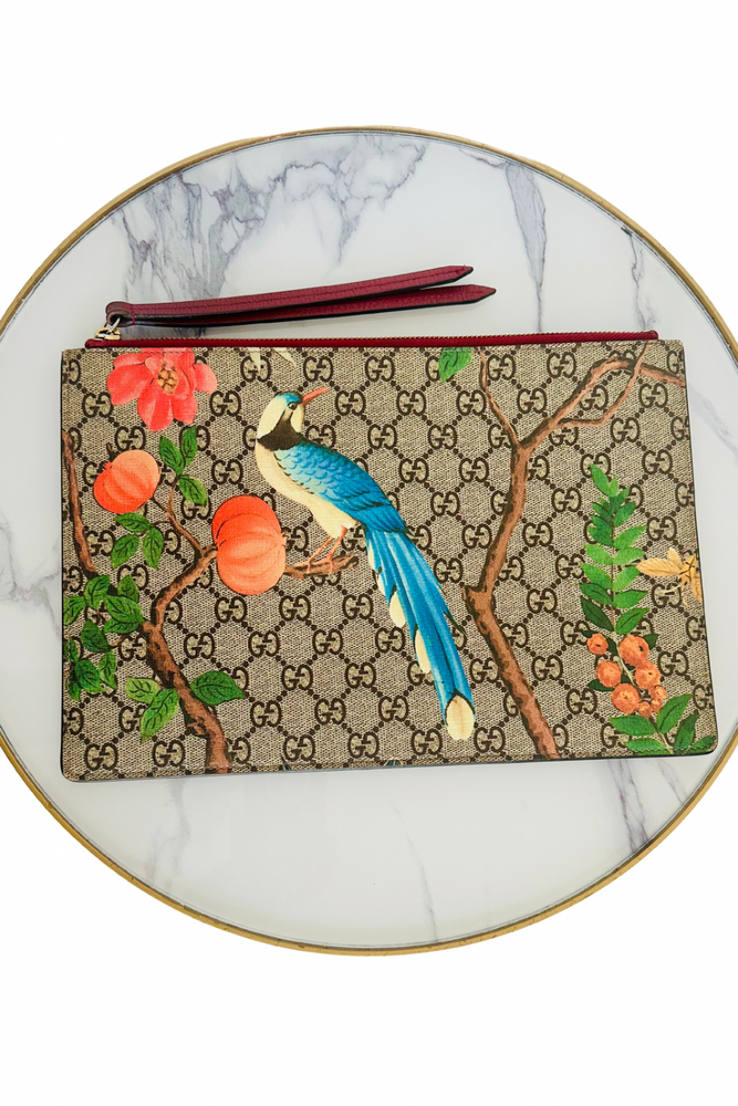 Monogram & Bird Picture Cutch / Pouch - Preloved