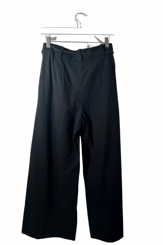 Black Wide Leg Cotton Trousers Size 12 - BNWT