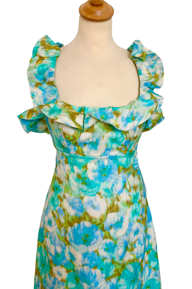 Floral Linen Midi Dress Size 10 - BNWT