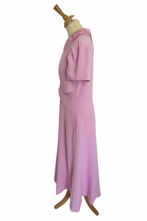 Lace Collar Crepe Midi Dress Size 14 - New with Tags