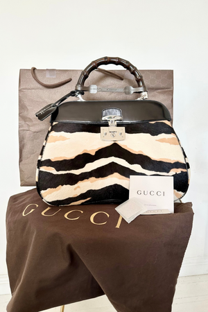 Limited Edition Runway Zebra Print Lady Lock Handbag - Preloved