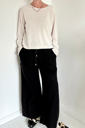 Black Wide Leg Cotton Trousers Size 12 - BNWT