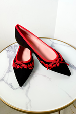 Red Love Heart Suede Ballet Flats Size 6.5 - New