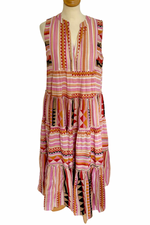 Abstract / Striped Cotton Sleeveless Mid Dress Size XS - New with Tags