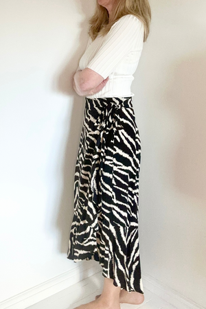 Zebra Print Wrap Skirt Size 12 - Preloved