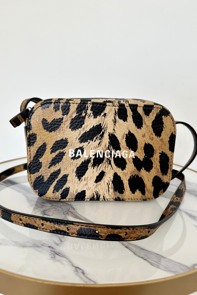 Leopard Print Leather Camera Bag - Preloved