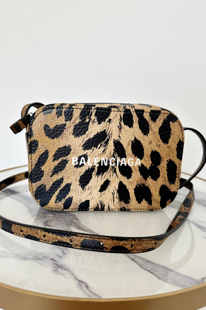 Leopard Print Leather Camera Bag - Preloved