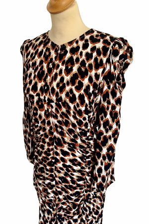 Animal Print Fitted Maxi Dress Size UK 10 - Preloved