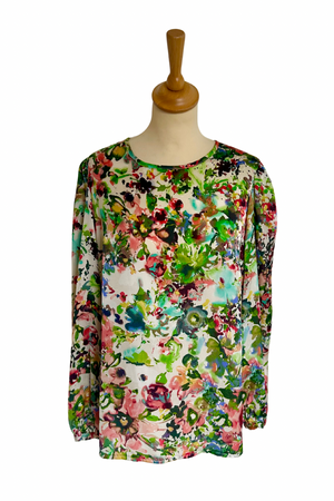 Floral Satin Blouse Size 14 - Preloved