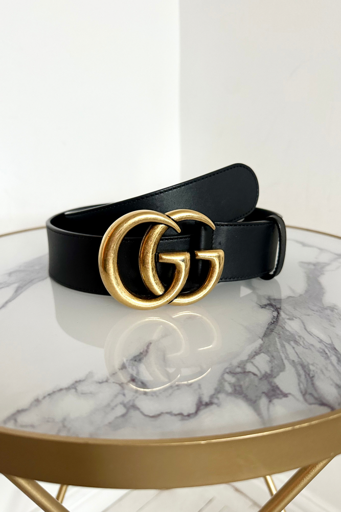 GG Wide Leather Belt Size 90 cm - Preloved