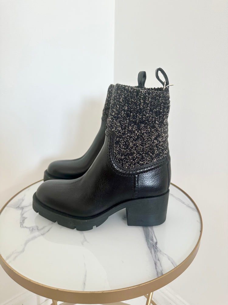 Leather & Knit Ankle Boots Size 5 - New with Box