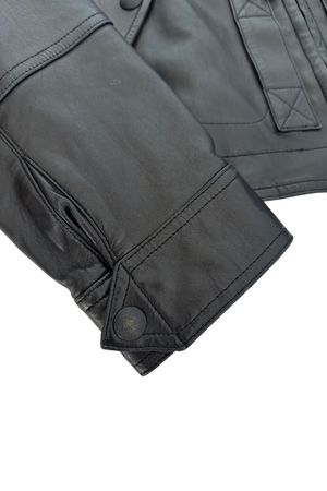 Black Leather Biker Jacket Size 12 - Preloved