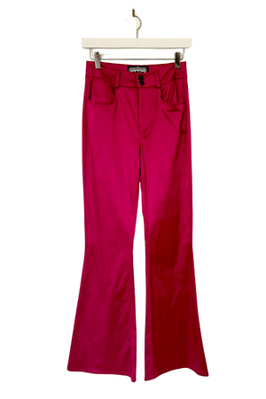 
            
                Load image into Gallery viewer, Shiny Flared Trouser W26 IL32 - Preloved
            
        