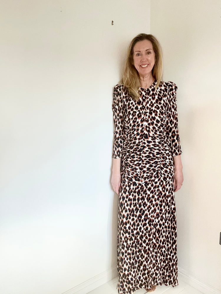 Animal Print Fitted Maxi Dress Size UK 10 - Preloved