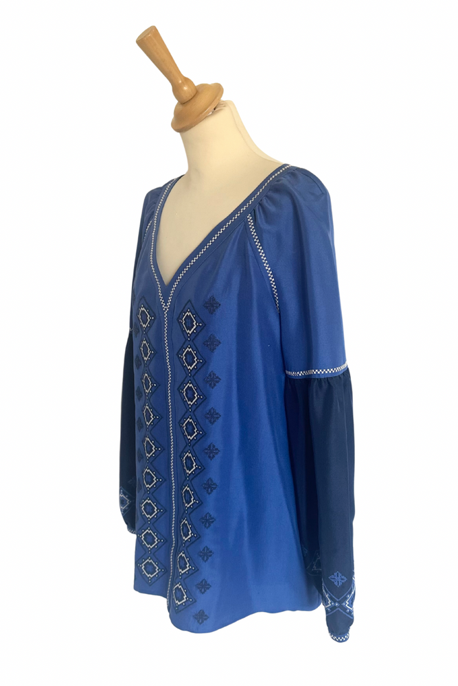 Silk Embroidered Blouse Size 12 - Preloved