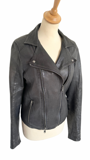 Leather Biker Jacket Size 10 - Preloved