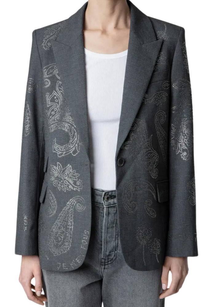 Embellished Paisley Grey Blazer Size 10 - BNWT