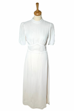 Ivory Crepe Midi Dress Size UK 8 - Preloved