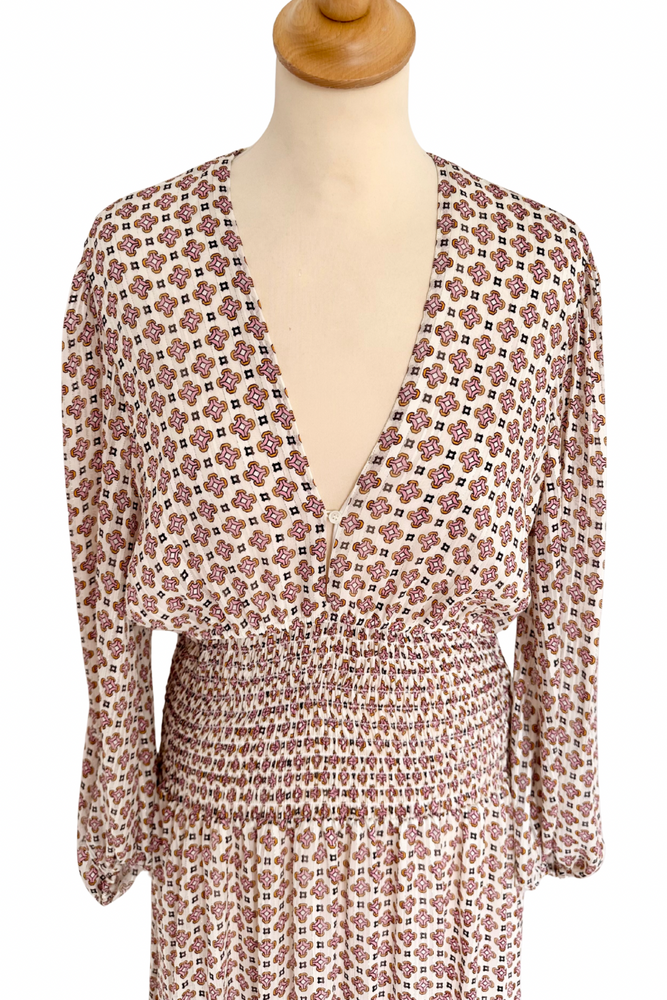 Shirred Printed Midi Dress Size UK 14 - New with Tags