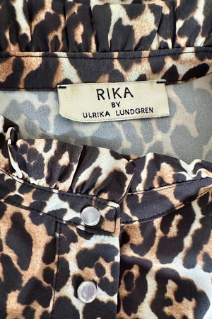 Leopard Print Frill Blouse Size S - Preloved