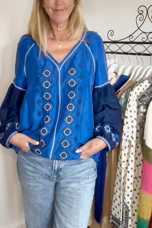 Silk Embroidered Blouse Size 12 - Preloved