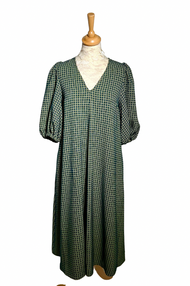Grid Print Midi Dress Size XS - Preloved