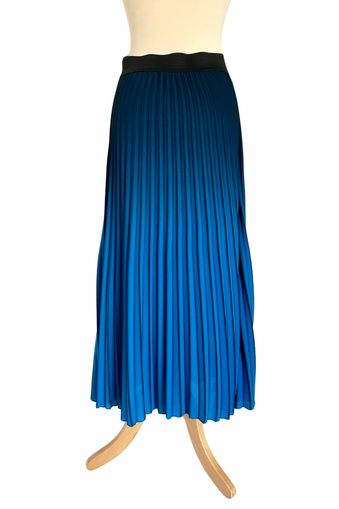Striped Pleated Midi Skirt Size UK 8/10 - Preloved