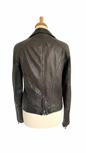 Leather Biker Jacket Size 10 - Preloved
